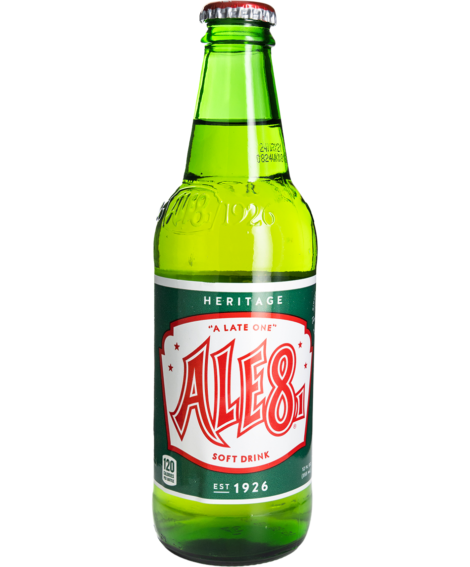 ale-8-one heritage soda - 12-pack in a glass bottle