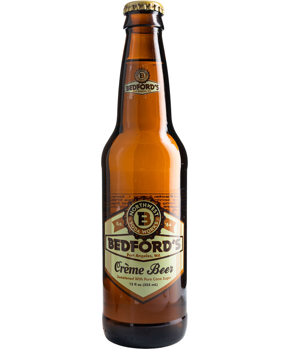 glass bottle of bedford's creme beer