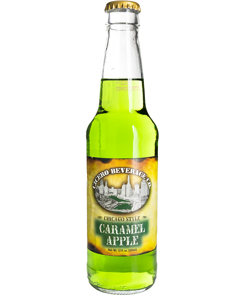 cicero caramel apple craft soda in a glass bottle