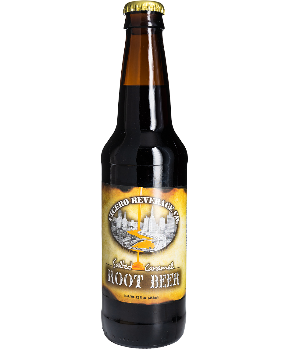 cicero salted caramel root beer in a glass bottle