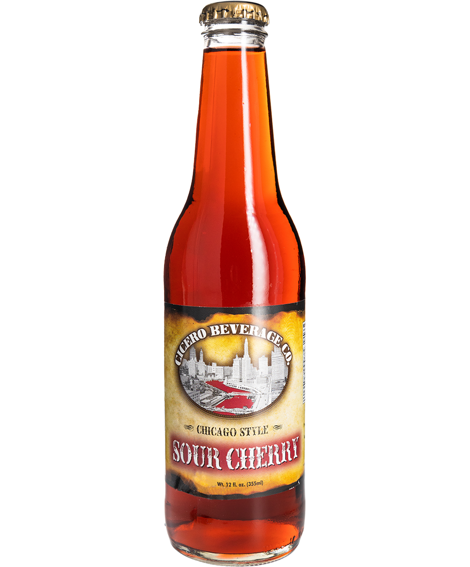 cicero sour cherry craft soda - 12-pack in a glass bottle