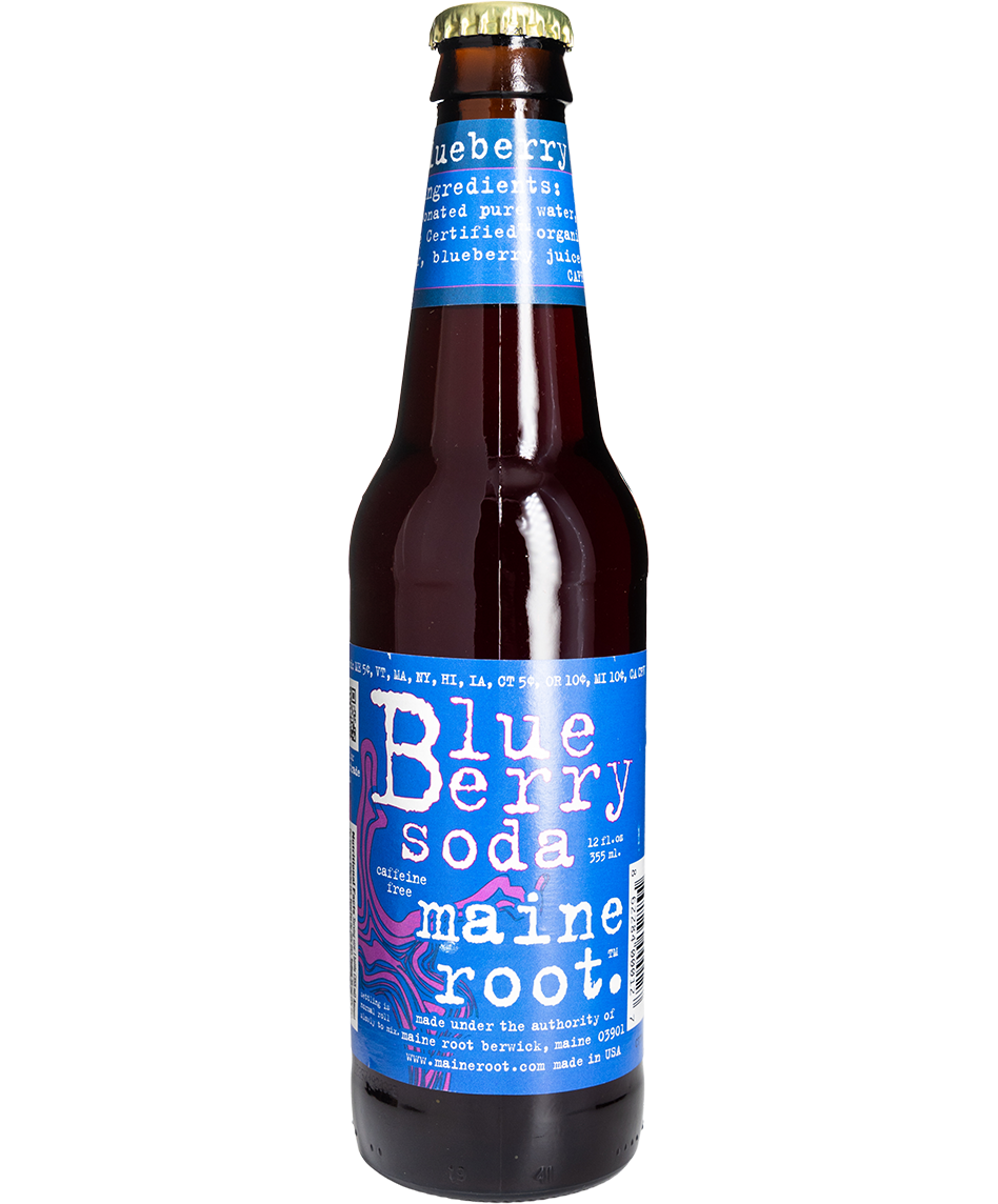 maine root blueberry soda - 12-pack in a glass bottle