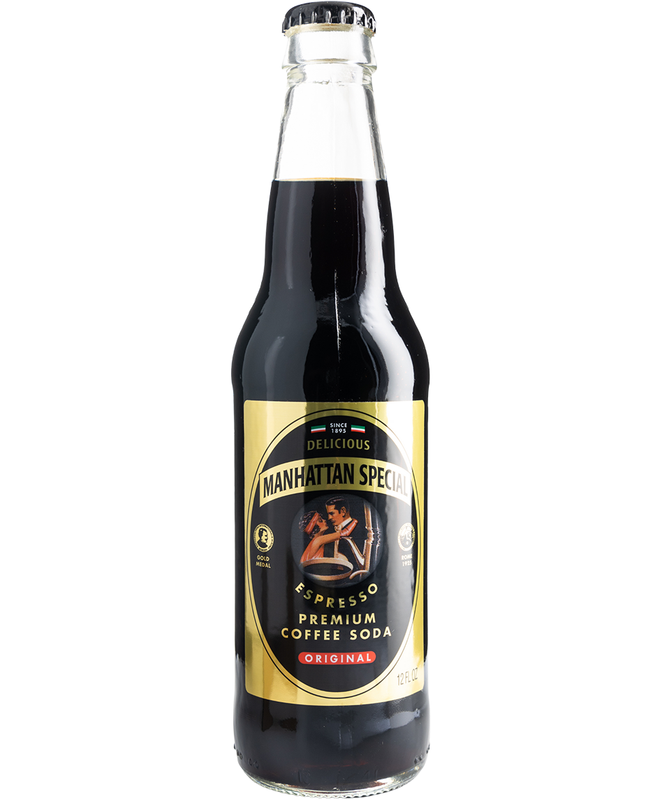 glass bottle of Manhattan Special Espresso Soda - 24-Pack