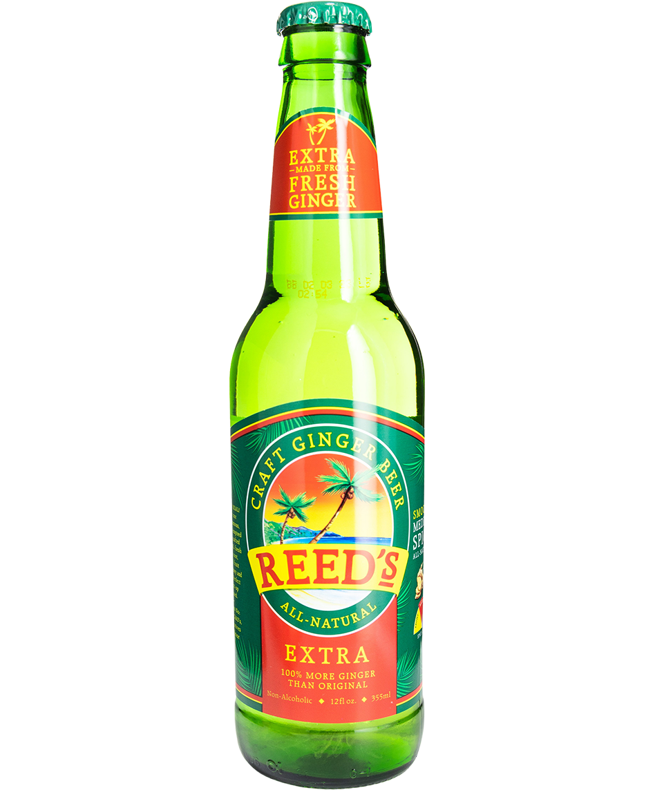 reed's extra ginger brew in a glass bottle