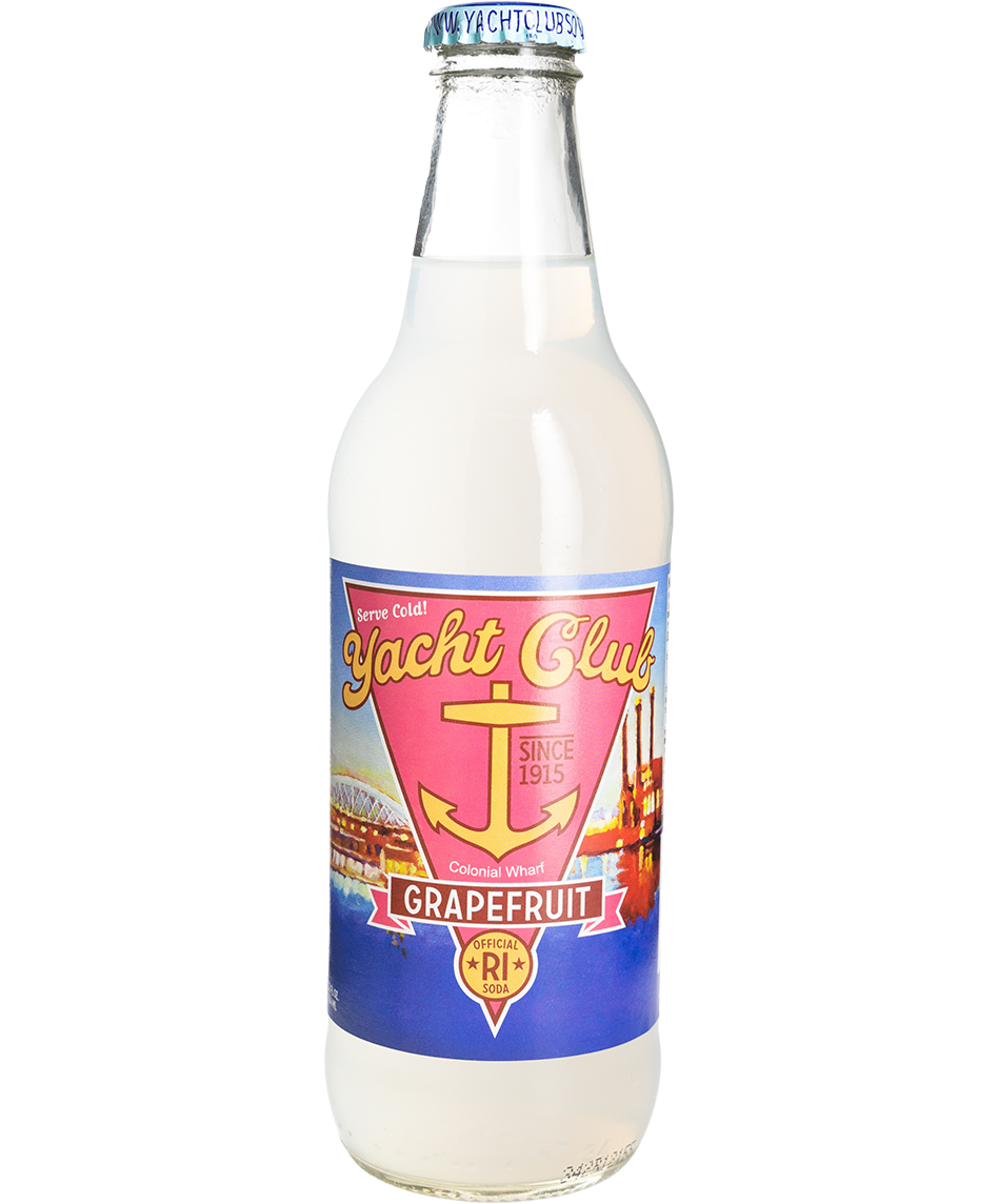 glass bottle of yacht club grapefruit soda